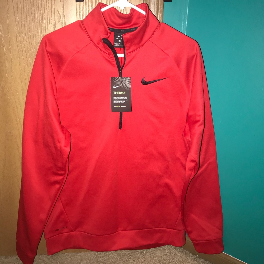 Red nike therma, dri-fit jacket